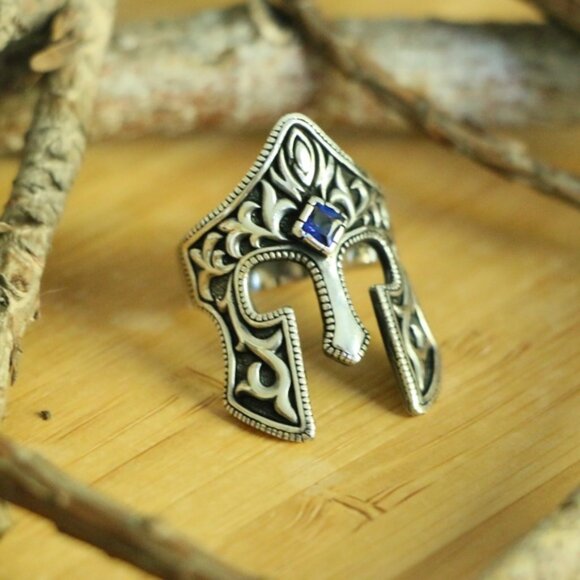 Sterling Silver Men's Ring With GLADIATOR symbol - Picture 2 of 7